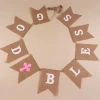 GOD BLESS Baptismal Communion party decoration banner flag, baptismal supplies linen swallowtail flag wholesale details Picture